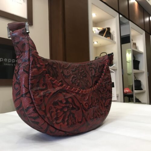 Burgundy Leather Hobo Shoulder Bag