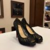 Black Chiffon Peep-toe High Heels