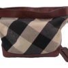 Medium Mega Check Hobo Burgudy leather and canvas Shoulder Bag